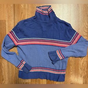 New Legends Girl’s Striped Turtleneck Sweater Size XL (16) Purple Silver Pink
